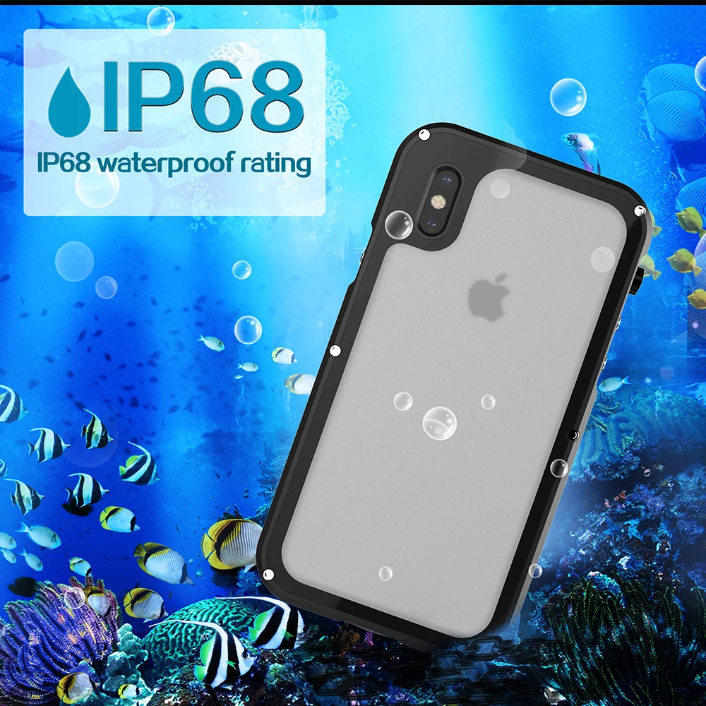 Ascromy For iPhone X Case Shockproof IP68 Waterproof Metal Bumper Cover For Appe iPhone 7 Plus 8 8plus Water Proof Accessories (6)