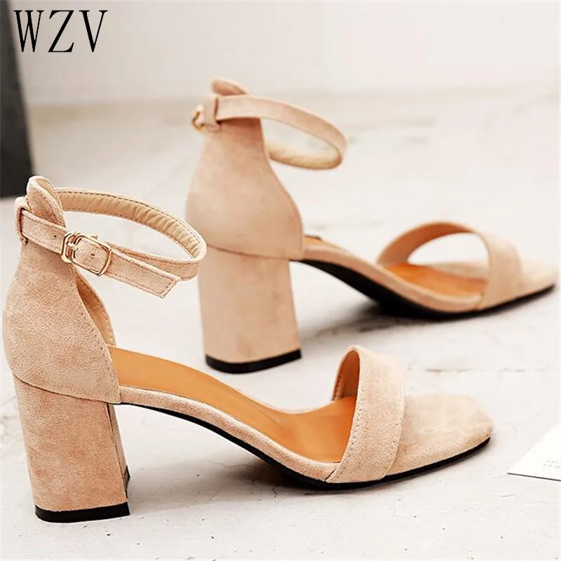 

Summer 2019 Gladiator Women Sandals Office High Heels Buckle Strap Shoes Woman Pumps Casual Women Shoes Plus Size 34-40 H380