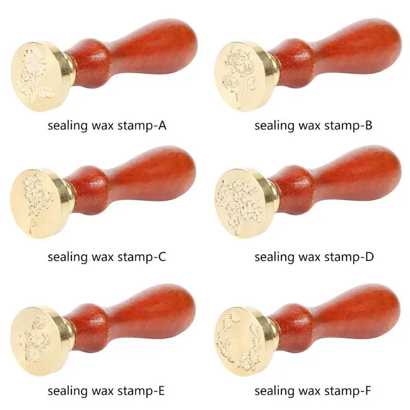 Ретро растение восковый узор печать, штемпели деревянная ручка уплотнения воск античный DIY ремесло подарки для конвертов студентов винтажные принадлежности