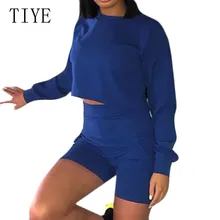 TIYE Long Sleeve Bodycon Rompers Womens Jumpsuit Two Piece Set Crop Top and High Waist Bandage Short Playsuit Casual Overalls TIYE Long Sleeve Bodycon Rompers Womens Jumpsuit Two Piece Set Crop Top and High Waist Bandage Short Playsuit Casual Overalls