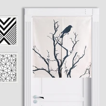 Nice Curtains Linen Cotton Japanese Style Black Geometric Door Curtain Bird Tapestry 85x120cm/85x90cm Free shippin