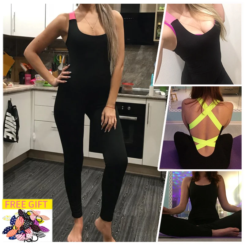 2021 One Piece Sport Clothing Backless Sport Suit Workout Tracksuit For Women Running Tight Dance Sportswear Gym Yoga Women Set