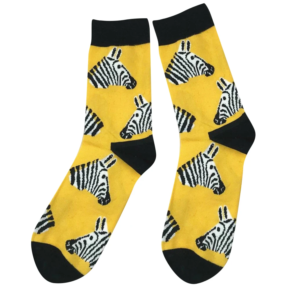 1 Pair Novelty Men’s Casual Cotton Crew Socks Stockings Brightly Colored Animal Patterns
