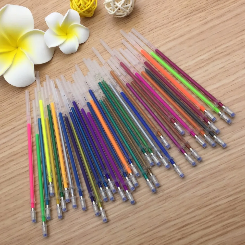 36PCS/set Flash Gel Pen Refills Color Full Shinning Refills For Child's