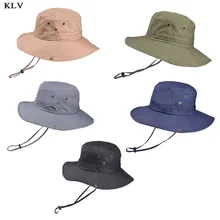 Мужская и женская летняя быстросохнущая пляжная шляпа с широкими полями для защиты от солнца, дышащая сетчатая Складная уличная рыболовная Кепка с ремешком для подбородка