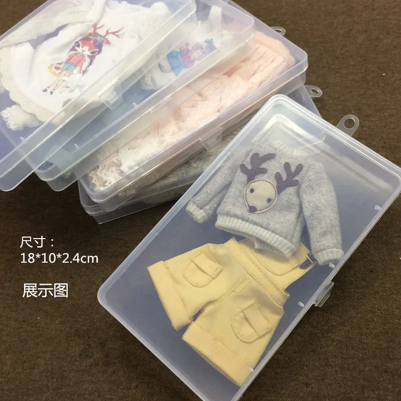 

1/4 1/6 1/8 BJD SD DD doll clothes storage box transparent clear box for blyth doll clothes 18*10*2.4cm