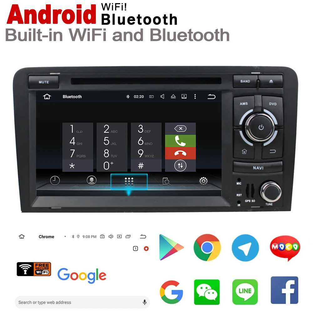 Flash Deal 7" HD IPS DSP Stereo Android 8.0 up Car DVD GPS Navi Map For Audi RS3 8P 2003~2012 MMI 2 DIN multimedia player radio WiFi System 3
