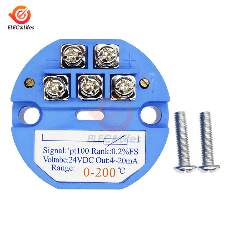 2 шт. компании "feilong" PT100 0-200Celsius Температура Передатчик Датчик модуля DC 24 V Регулируемый Температура Сенсор Термальность сопротивление 4-20mA