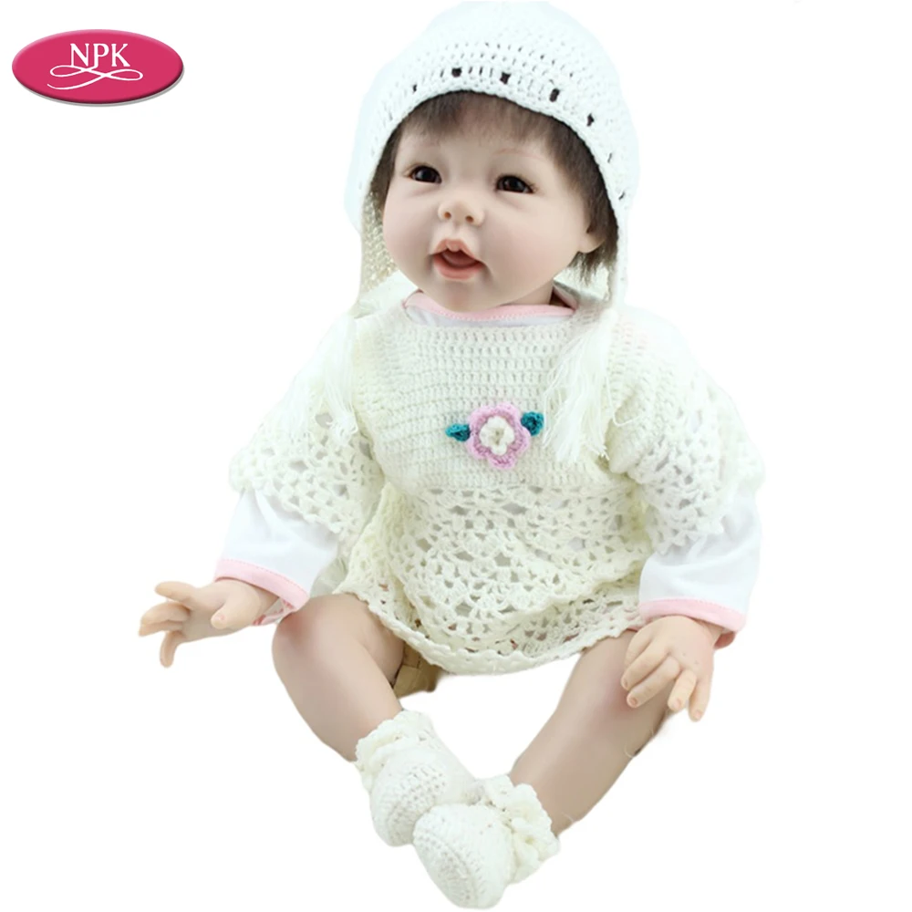 

NPK Smile Girl Reborn Doll Baby 55CM Silicone Toy Dolls Gift Soft Cloth Body Lifelike Weighted Babies Girls Brinquedos Menina