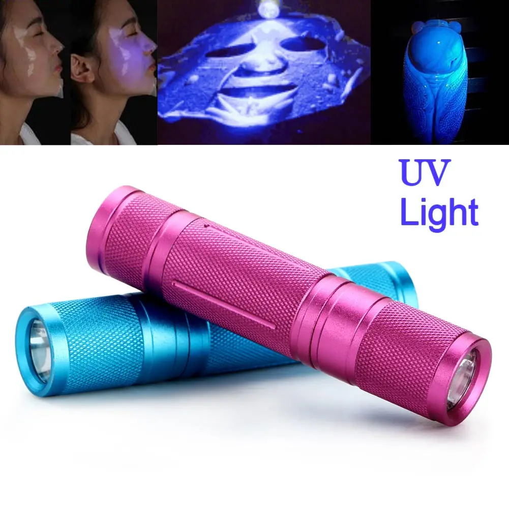 Hot Selling Led UV Flashlight 365nm Purple Ultra Violet Light Torch Blacklight Lamp AA