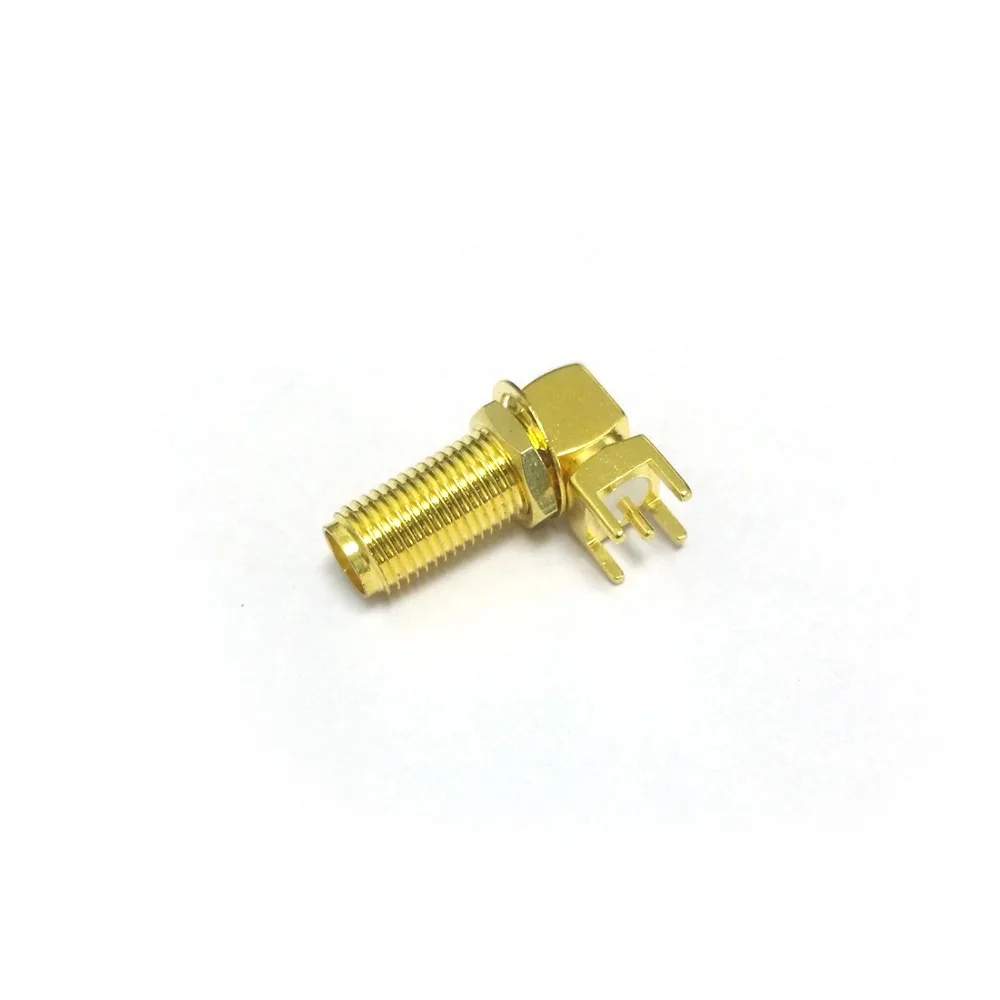 1pc SMA  Female Jack Nut  RF Coax Modem Convertor Connector  PCB  Cable  Right Angle  Goldplated  NEW  Wholesale