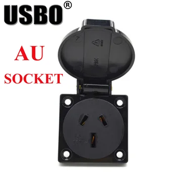 

Black round cover Australian outdoor socket IP54 15A 250V AU electrical AC Power Socket Dustproof Waterproof Industrial outlet