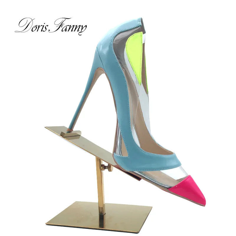 Doris Fanny 2019 Shoes Woman See Through PVC Transparent multicolors women pumps ladies shoes stiletto high heels