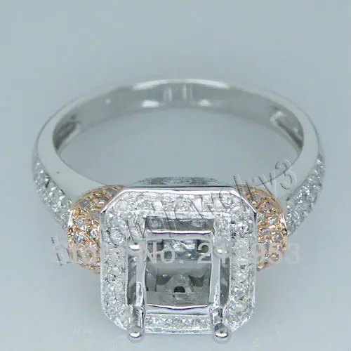 

Vintage Emerald Cut 5x6mm Solid 14Kt Two Tone Gold Wedding Setting Ring G090326