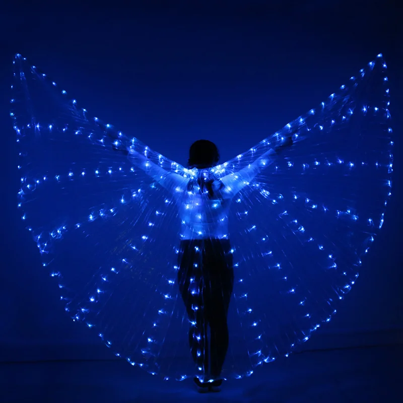 

2019 Stafe Performance Prop Women Dancewear Girls DJ LED Wings Light Up Wings Belly Dance Wing Costume with Sticks