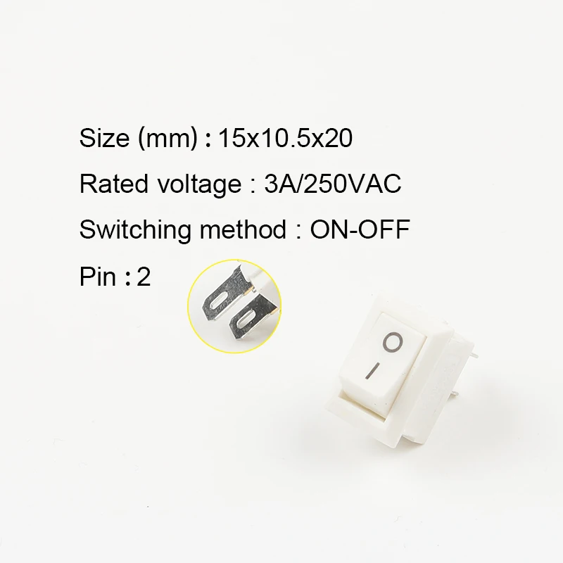10 шт./лот KCD11 10x15 мм Мини кнопочный переключатель SPST 2Pin 3A 250V AC защелкивающийся