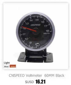 CNSPEED 60MM Black Face Car Auto Voltmeter 8-18 Volt Voltage Gauge With White& Amber Lighting Car meter/Auto Gauge