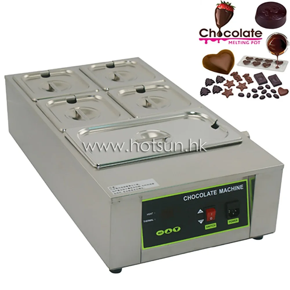 12kg Commercial Use 110v 220v Electric Digital Chocolate Melter Warmer with 5 Melting Pots Wholesale Home Appliances
