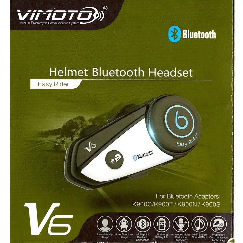 Английская версия Vimoto V6 шлем Bluetooth гарнитура мотоцикл Многофункциональные Стерео Наушники для сотового телефона и gps радио