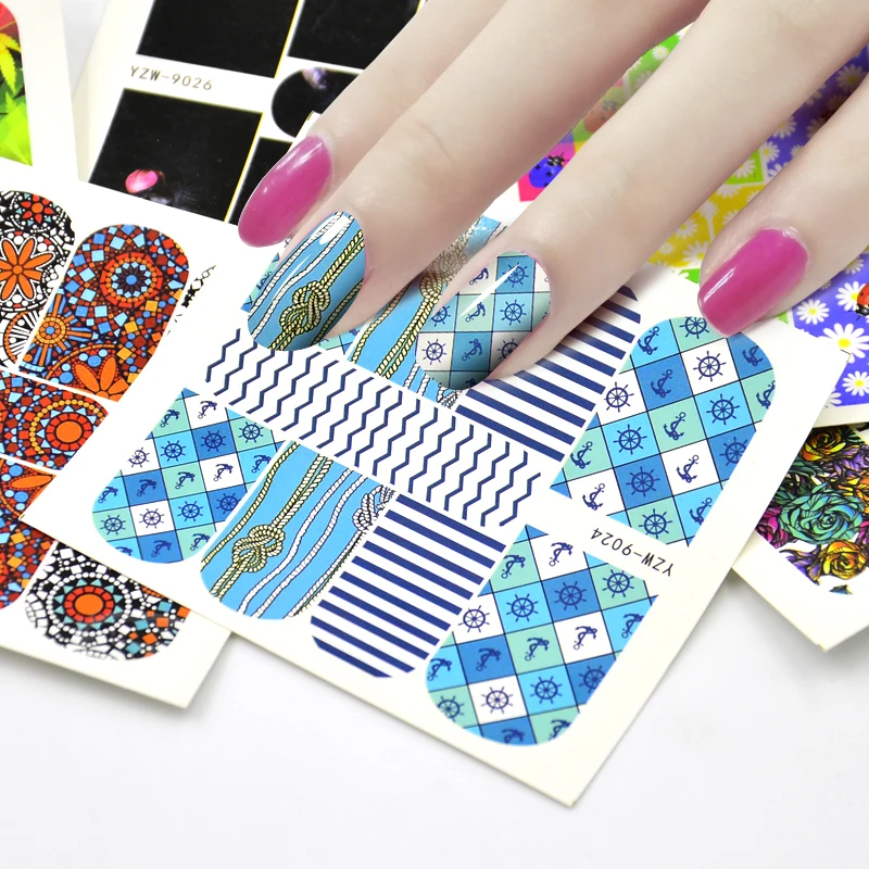 

YZWLE 12 Sheets Mixed Flower Cat Ladybug etc Designs Water Transfer Sticker Nail Art Decals Beautiful DIY Decor Temporary Tattoo