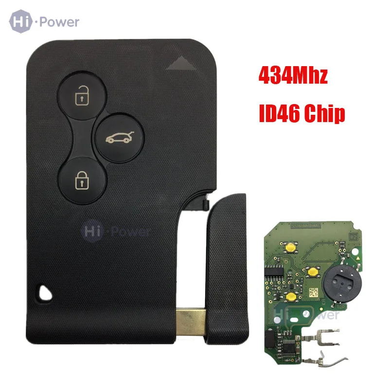 Remote Car Remote Control Key 3 Buttons 434 Mhz for Renault Megane