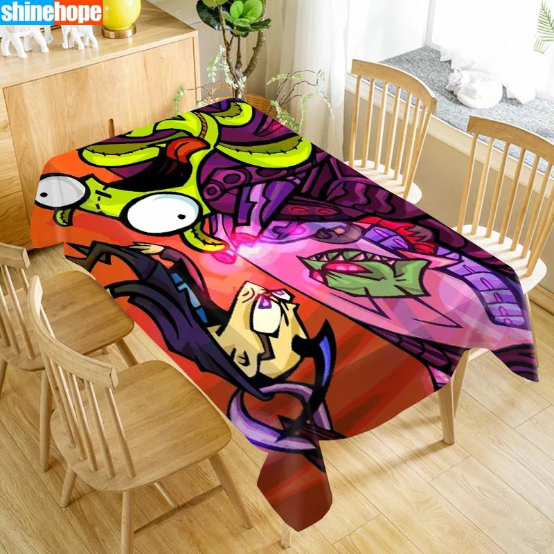 

Customize Tablecloth Invader Zim Oxford Cloth Dust-proof Rectangular Table Cover For Party Home Decor 140x160CM