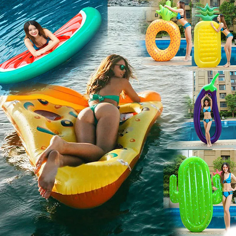

Giant Inflatable Pizza floating bed watermelon pineapple cactus eggplant Swimming Rings Swim party tool