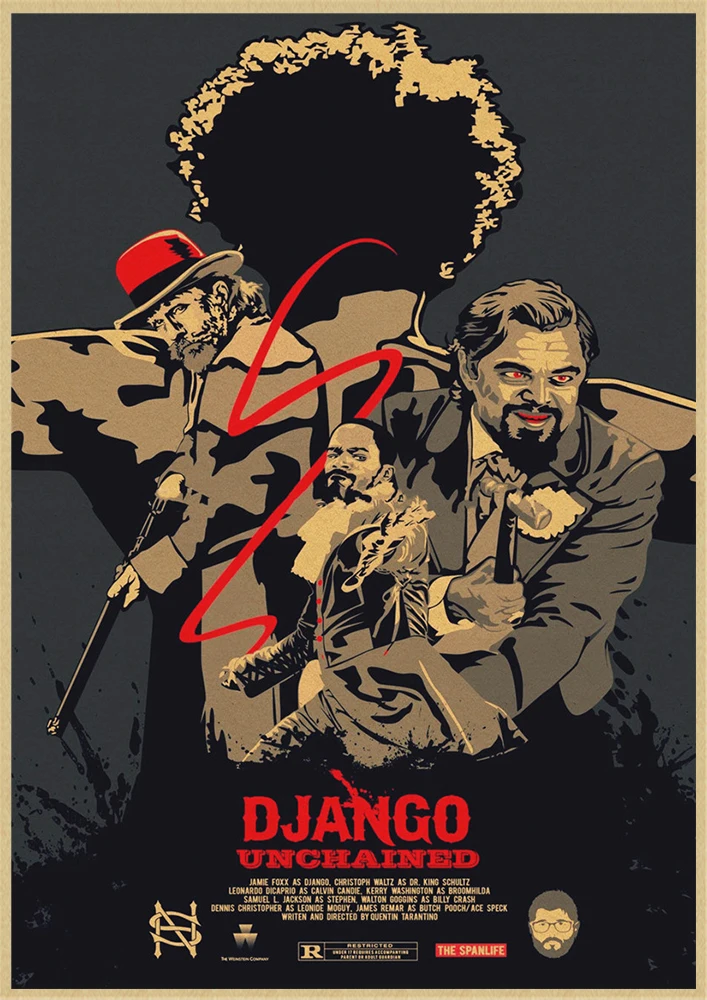 Классический фильм Django Unchained Квентин Тарантино Ретро плакат крафт-бумага кафе домашний декор стен Живопись - Цвет: Зеленый