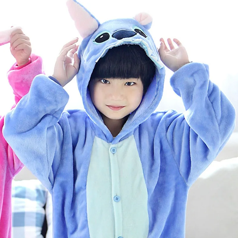 Flannel-Animal-Suit-Cosplay-Costumes-Stitch-Sleepwear-Children-Pijamas-Cartoon-Animal-Onesies-Pajamas