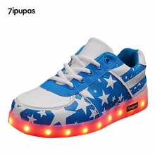 7ipupas для маленьких мальчиков и девочек Детские кроссовки светодиодный Повседневное детская модная обувь с подсветкой с светодиодный световой 11 Цвета обувь со светодиодами; Chaussures; большие размеры
