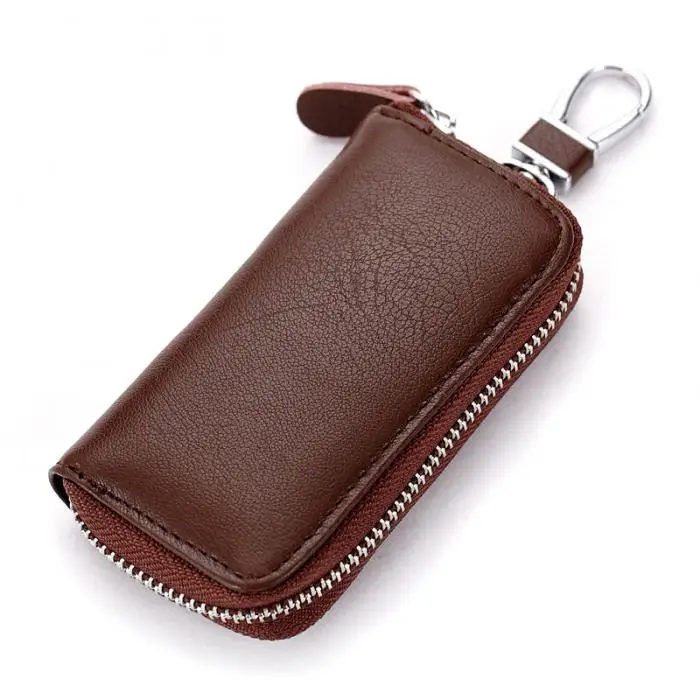 Men Women Car Key Holder Wallets Cow Leather Housekeeper Card Zipper Case Keys Organizer Money Bag MUG88