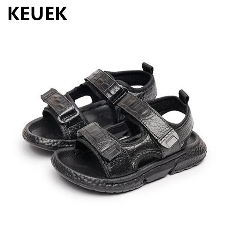 

New Boys Sandals Summer Comfortable Soft bottom Children Beach Shoes Kids Genuine Leather Hook & Loop Baby Toddler Shoes 018