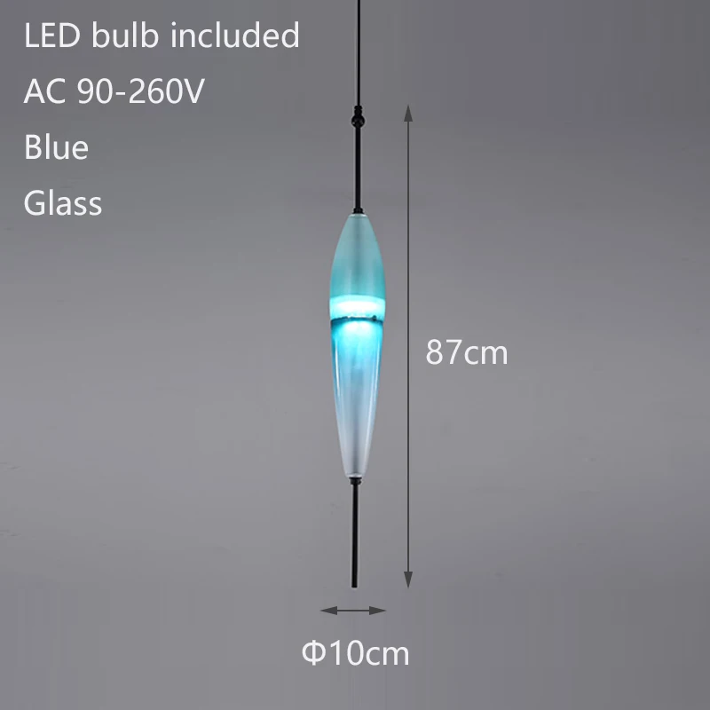 Современный Креативный каплевидный синий стеклянный подвесной светильник светодиодный арт-деко скандинавский белый подвесной светильник для гостиной кухни спальни - Цвет корпуса: YY-PDK226BlueA