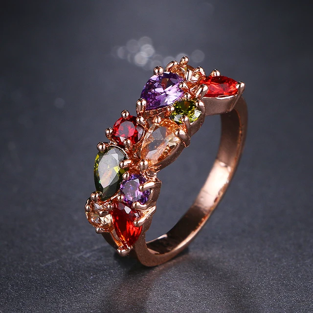 Emmaya Più Nuova Avanguardia Monalisa Rosa Color Oro Colorful AAA Zircone Anelli Emmaya Più Nuova Avanguardia Monalisa Rosa Color Oro Colorful AAA Zircone Anelli