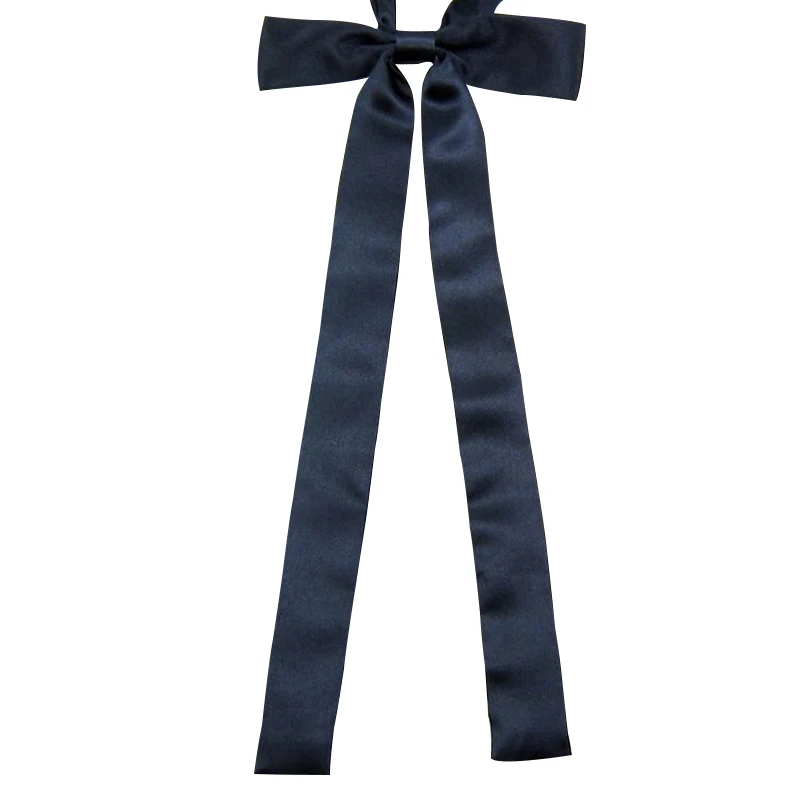 Новые модные милые вечерние галстуки-бабочки для женщин и девочек, розничная, простые Сатиновые галстуки-бабочки в горошек для студентов - Цвет: Navy Blue