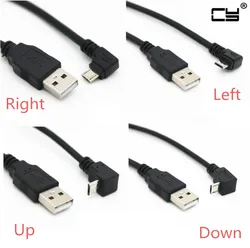 Cable conector de carga de datos macho a macho, Micro USB macho de 90 grados, arriba, abajo, izquierda y derecha, 25cm, 50cm para tableta de 5 pies y 1m