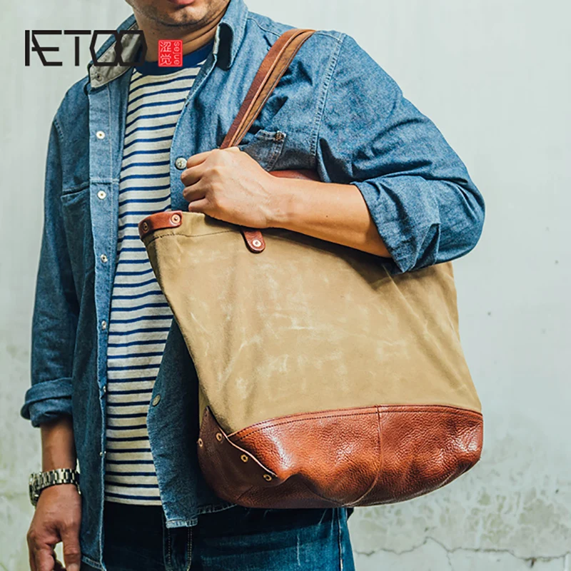

AETOO Retro canvas Large capacity handbag boomers bag street fashion handbag