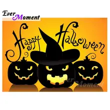Jamais Moment Diamant Peinture Joyeux Halloween Citrouille Orange Couleur Diamant Broderie Mosaïque Carré Plein Festival Cadeau ASF1070(China)