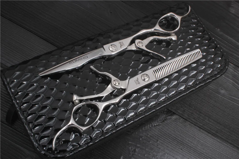 Tesoura de Cabelo Corte e Desbaste Tesouras de Cabelo com Alça Kumiho Nova Chegada Profissional Tesoura 6 Polegada Aberta 2022 Kit 2 Kumiho 2017 novo kit de tesouras de