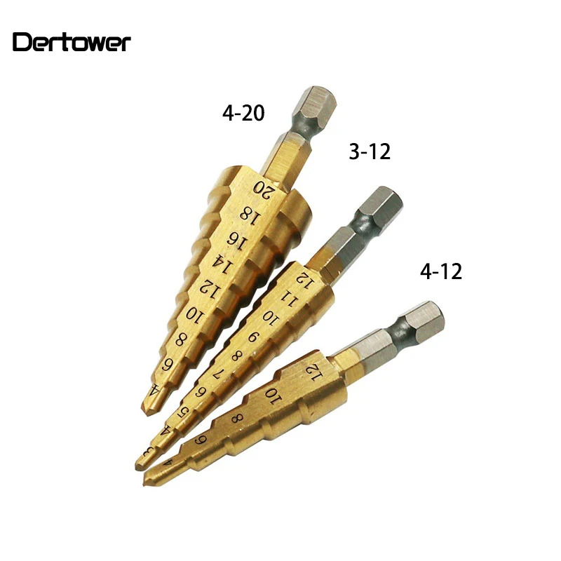 3 шт Hss сталь титановая ступенчатая дрель 3-12 мм 4-12 мм 4-20 мм конусная Резка сталь Деревообработка Дерево Металл Мини Набор DT6