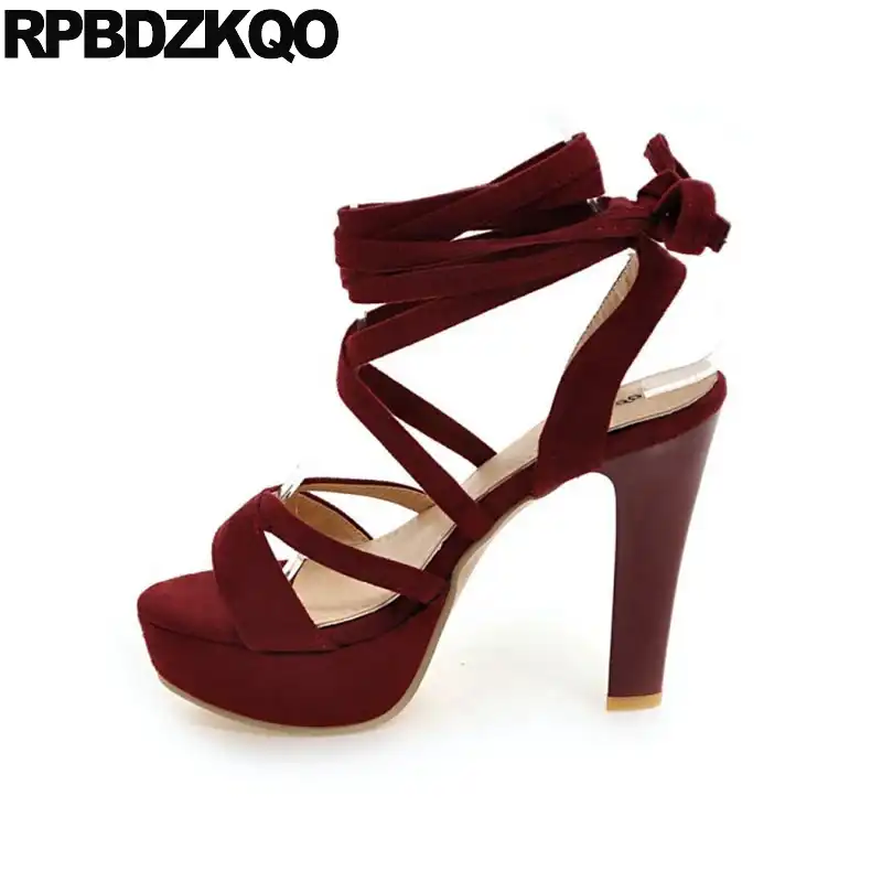 black platform tie up sandals