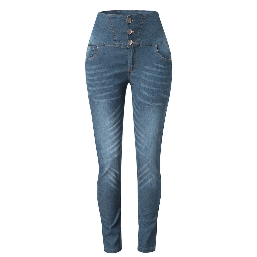 Для женщин эластичные большого размера джинсовые Повседневное тонкий зауженные джинсы низ джинсовые брюки женские, с завышенной талией джинсы женские тощие джинсы