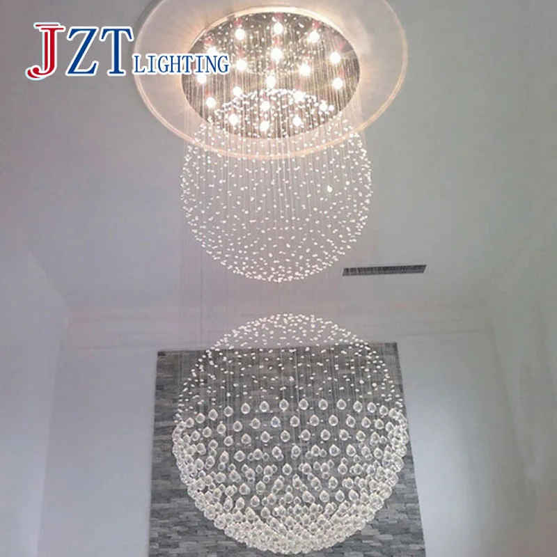 

T Large Luxury Crystal Circular Ceiling Light For Hotel Engineering Penthouse Floor Hall Stair With LED Bulbs Best Price
