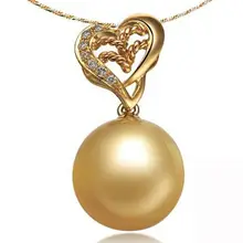 GVBORI 10-11 мм [Звезда Сердце] натуральная жемчужина Южных морей ожерелье кулон с 18 K ювелирные изделия из чистых бриллиантов золотой жемчуг