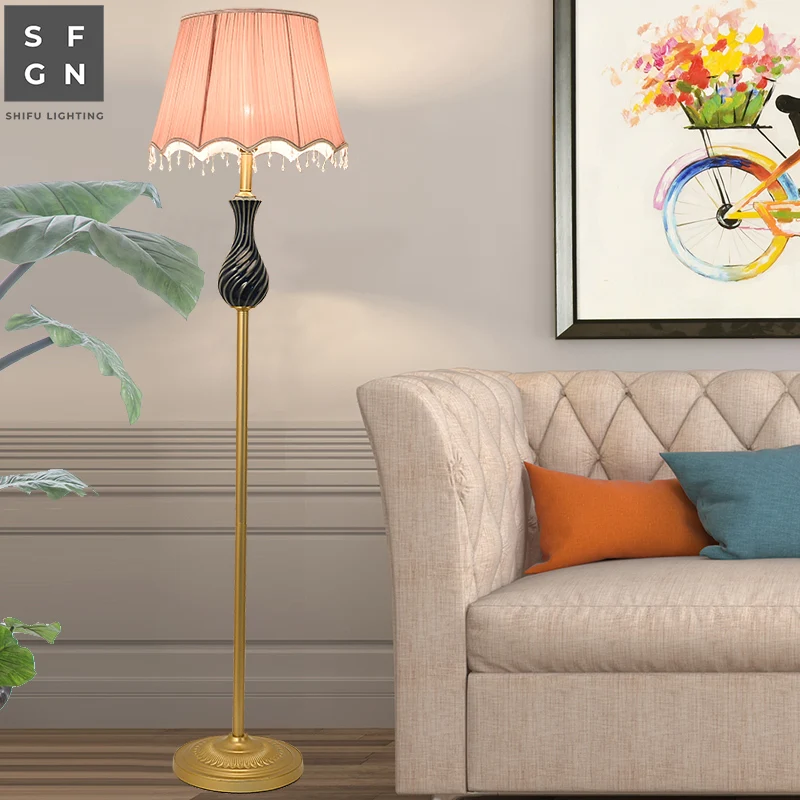 Американский стиль торшер современный тканевый абажур стоящая лампа E27 светодиодные лампы для пола для гостиной настольная прикроватная офисная