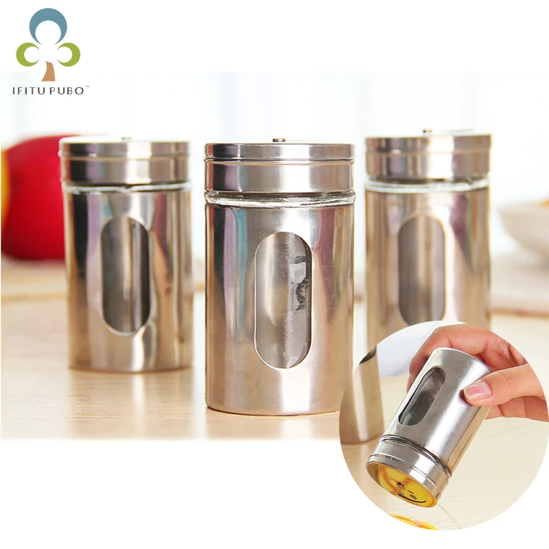 

1PC Stainless Steel Pepper Shaker Seasoning Dusters Cocoa Powder Cinnamon Dusting Tank Kitchen Filter Cooking Tools RQX