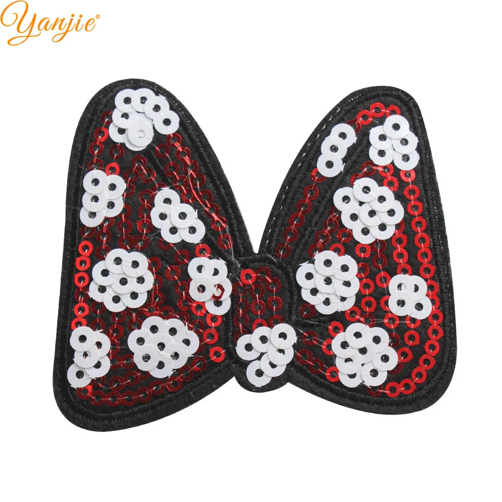 

5pcs/lot 2019 Minnie Mouse Sequin Bow Pads Glitter White Dots Minnie Ears Padded For Girls Headwear Hair Accessories For Hair