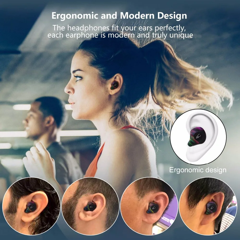 Настоящие беспроводные наушники, TWS Bluetooth наушники для мужчин и женщин, Bluetooth 5,0 наушники с 3D чистым звуком супер-быстрый паринг