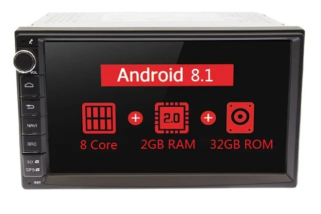 MARUBOX 7A707,Универсальная автомагнитола 2 DIN,Универсальное головное устройство 2 din,автомобильный мультимедийный плеер, Android 7.1,Android 8.1,1024*600 HD " ips, gps, Wi-Fi, навигация - Цвет: 2G  32GB 8 Core
