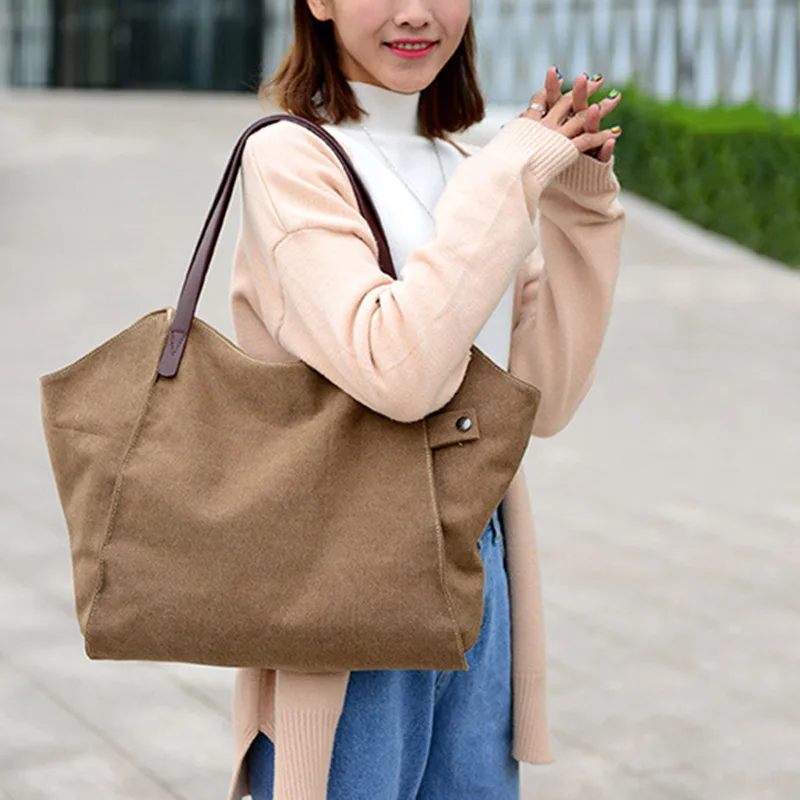 

Hot Selling 1 Pcs Women Lady Shoulder Bag Canvas Large Capacity Durable for Shopping Travel -B5